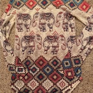 Elephant Print Long Sleeve Top